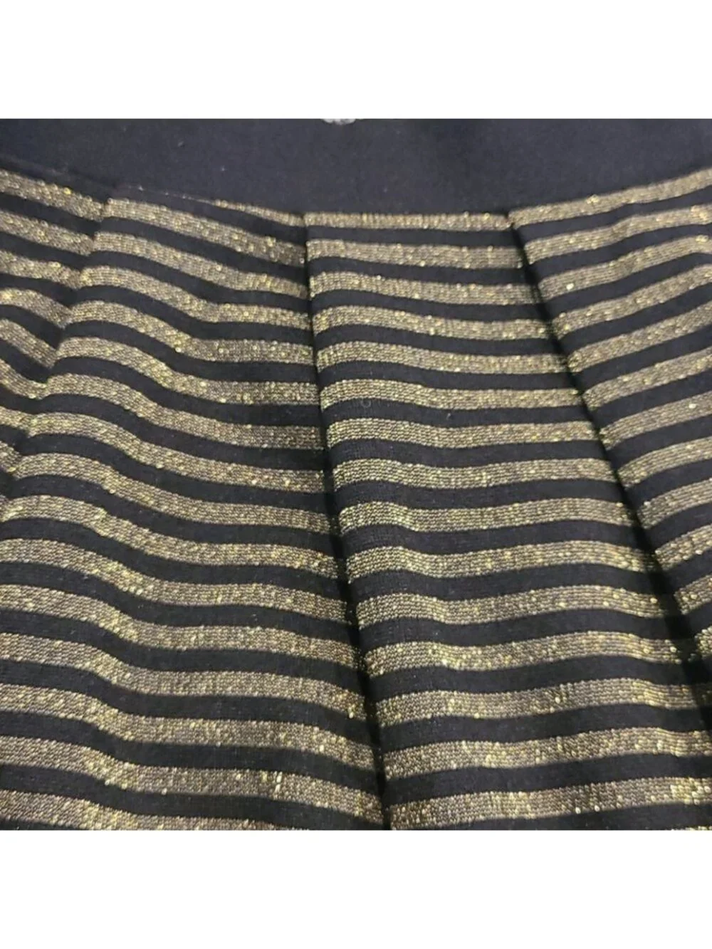 FRENCH CONNECTION Lara Lurex Gold Stripe Blk skirt